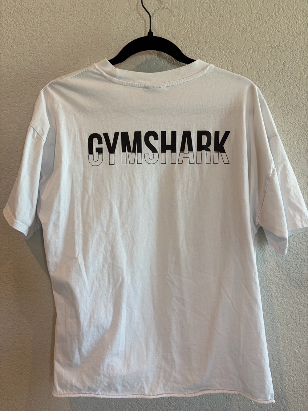 Gymshark White Oversized Graphic Tee Size L Black Logo Workout Shirt